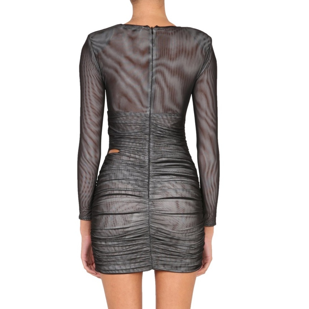 NWT Self-Portrait Mesh Ruched Mini Dress - Picture 2 of 12